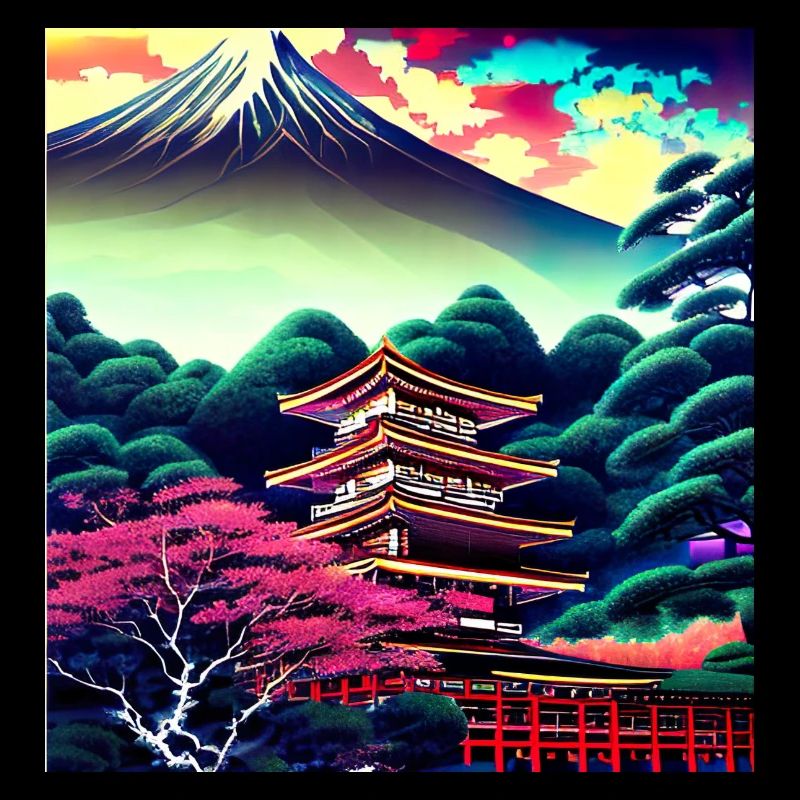 Japanese Anime Style Image in Ukiyo-e Style