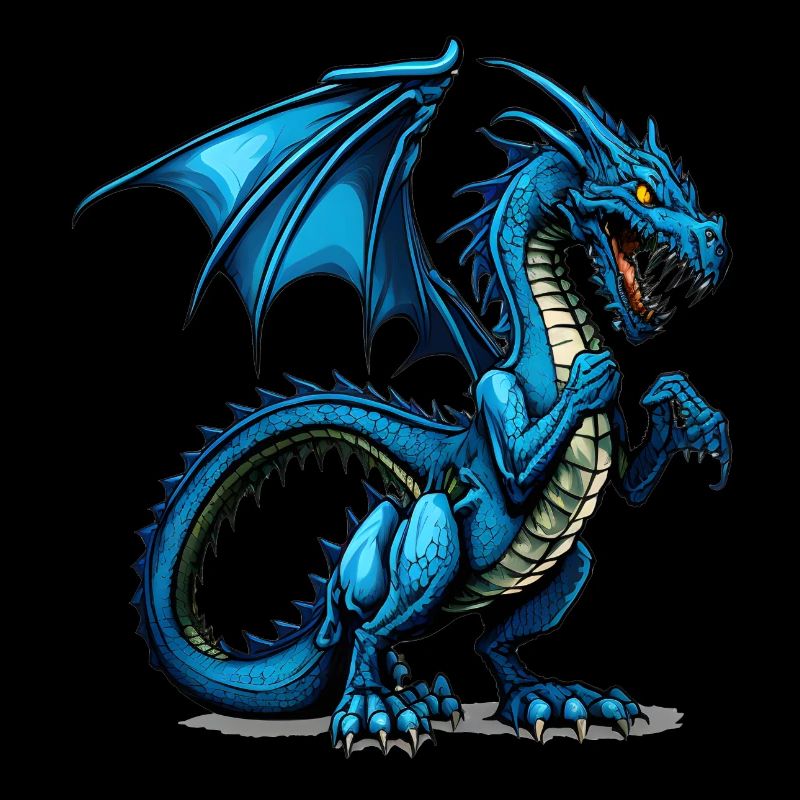 Cooler Blauer Comic-Drache
