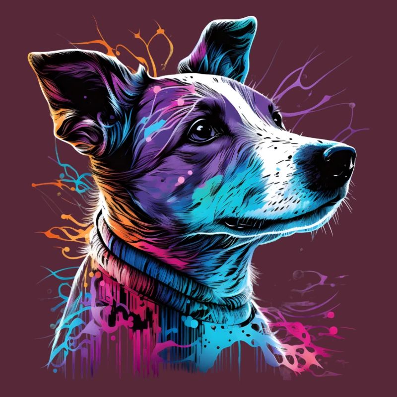 Dog Jack russell terrier synthwave