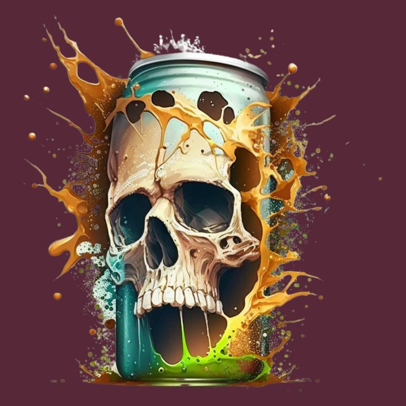 Skull explodes from beer can