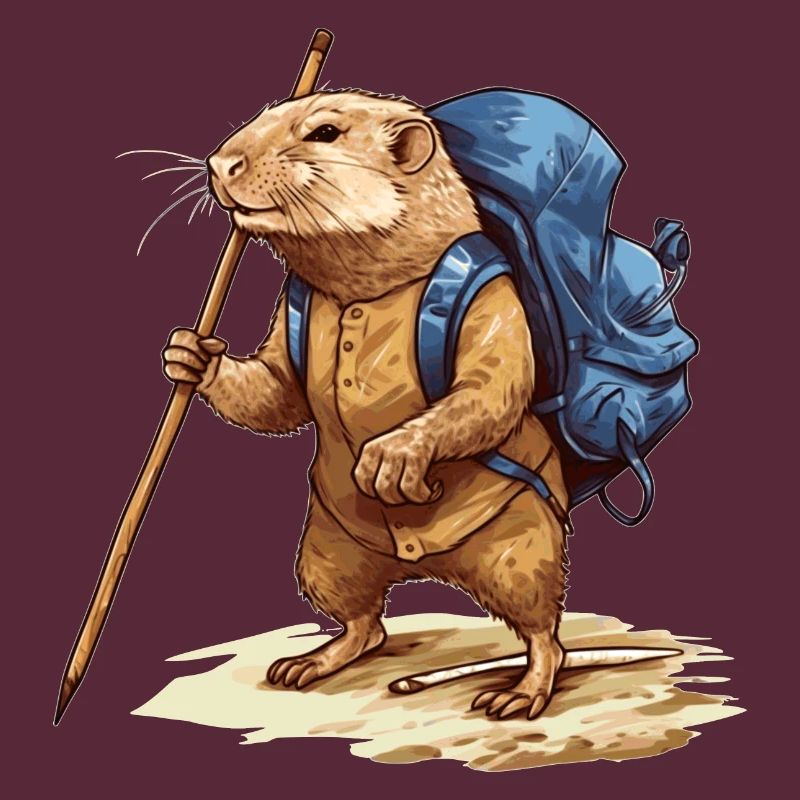 Mole rat explores nature while hiking