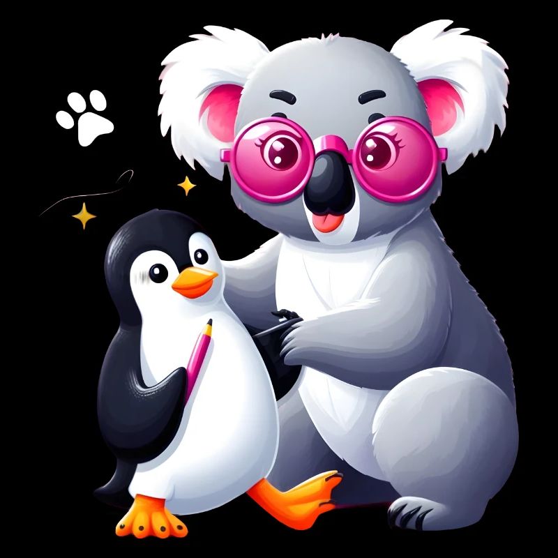 bear and penguin with pink glasses