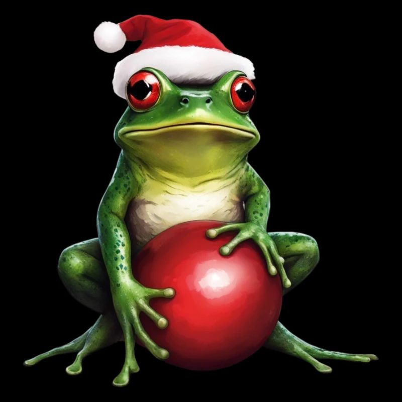 Frosch mit Weihnachtskugel 1