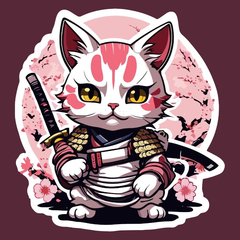 Chat samouraï & fleurs de cerisier #4