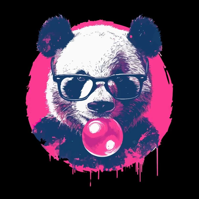 Panda avec des verres et du chewing-gum