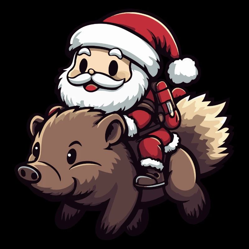 hérisson Père Noël dessin animé