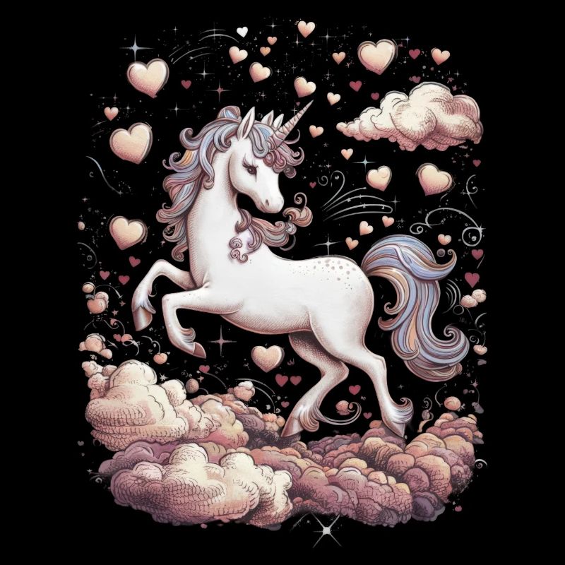 Magisches Einhorn mit Herzen