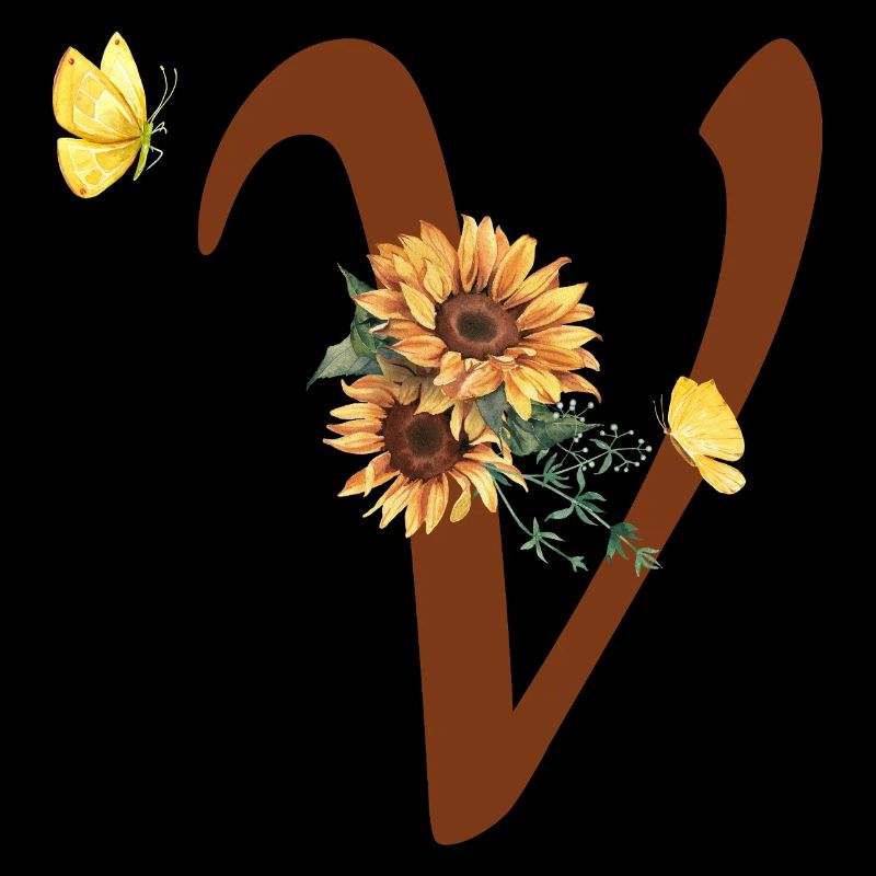 Buchstabe v Sonnenblume Schmetterling