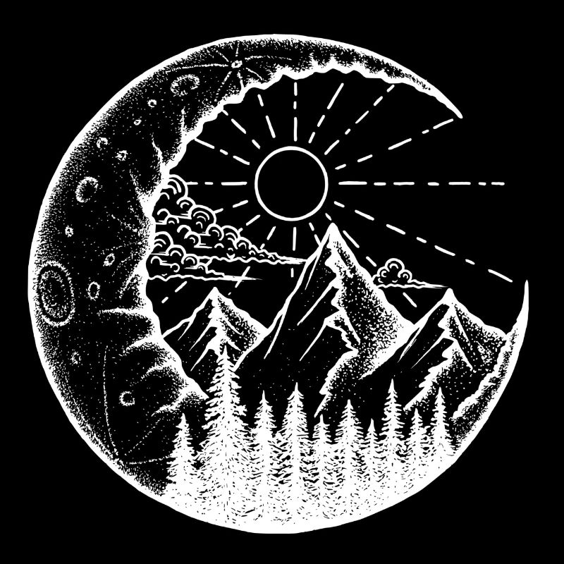 Mountain landscape in the moon (white)