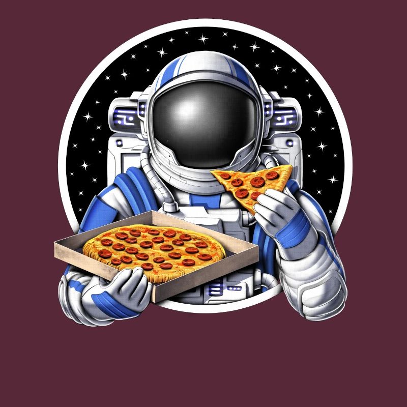 astronaute de l’espace mangeant de la pizza