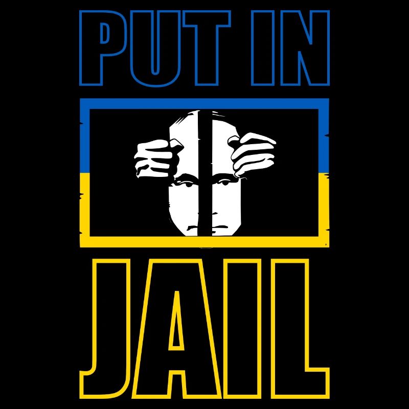 Prison de Poutine - Poutine derrière les barreaux avec le drapeau ukrainien