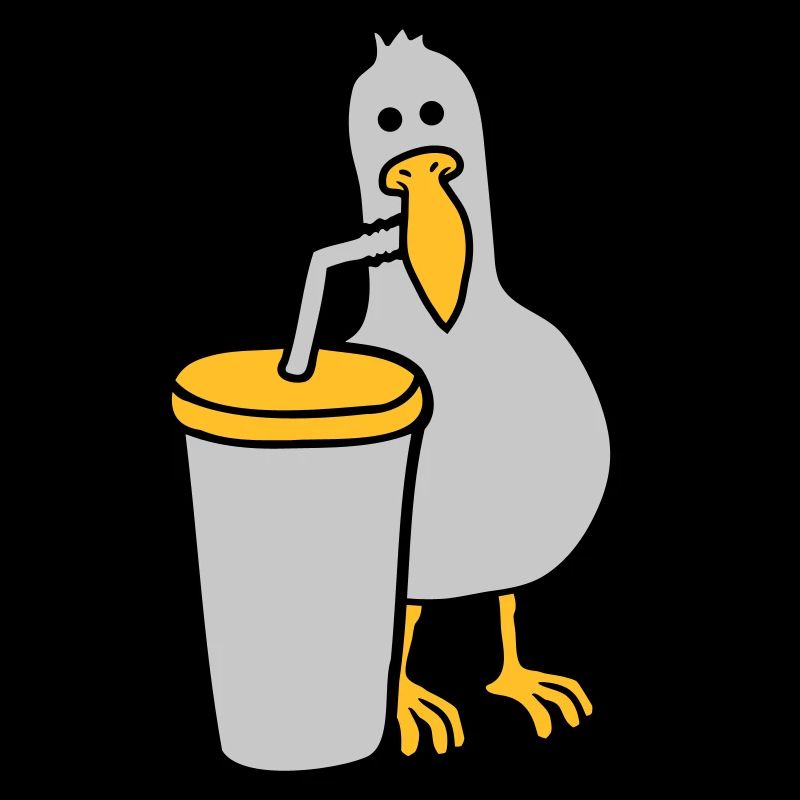 La mouette boit de la boisson au cola