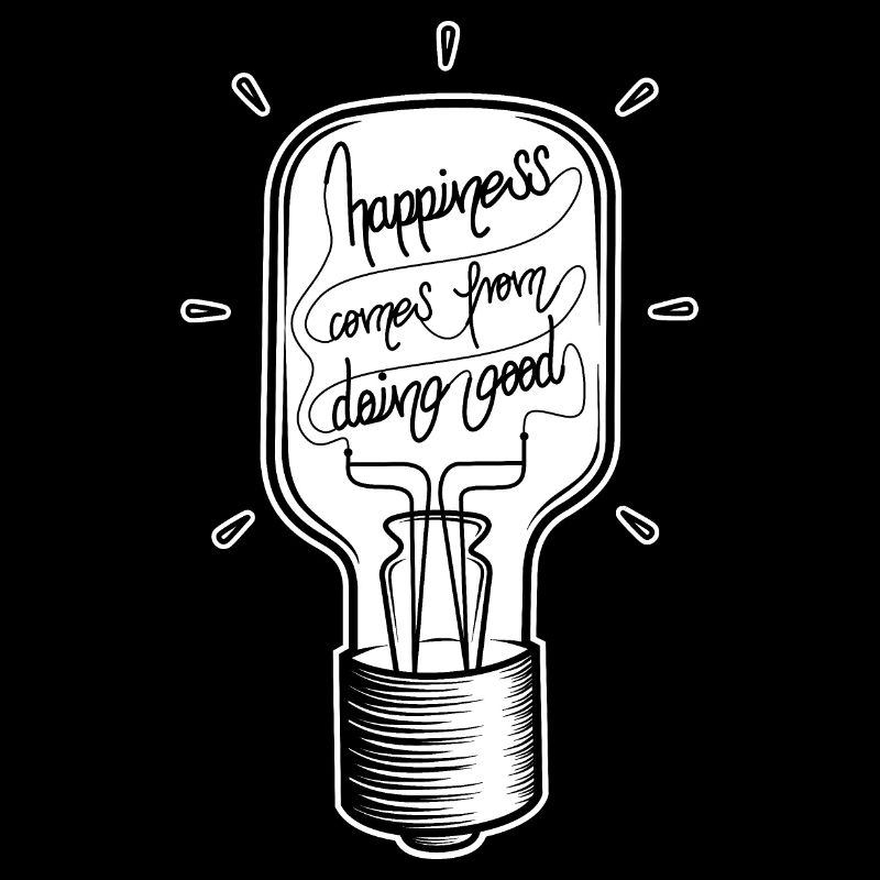Happiness light bulb radiates happiness and joy