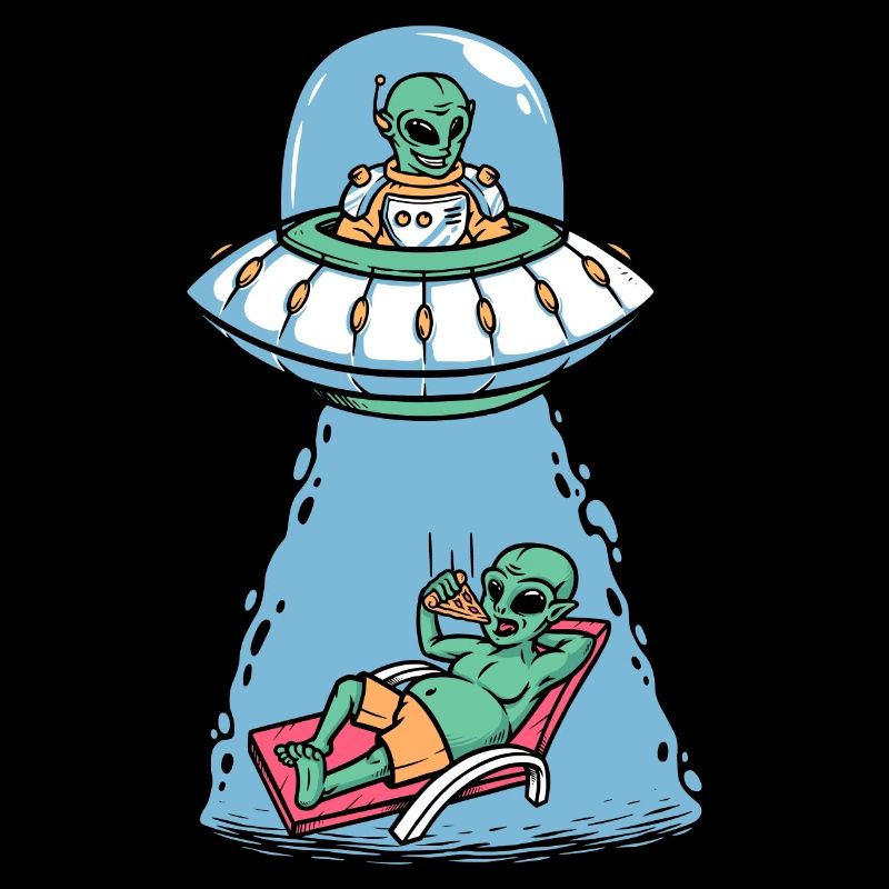 Alien eating pizza