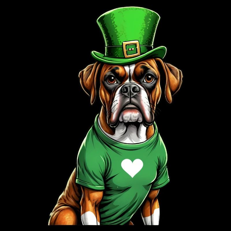 Boxer chien Saint-Patrick je chapeau vert irlandais St