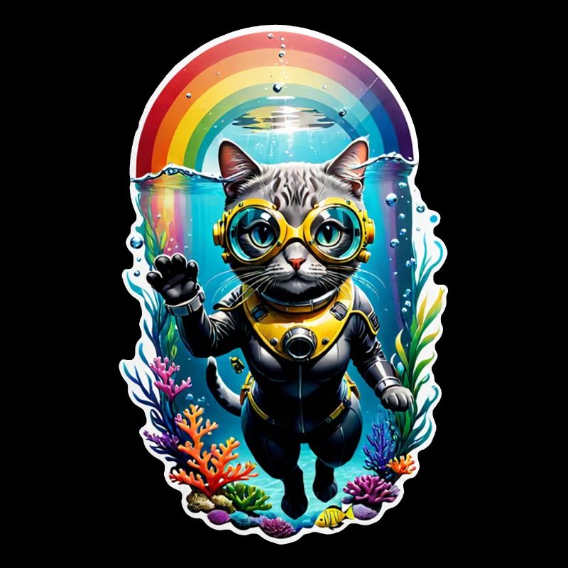 chat faisant de la plongée