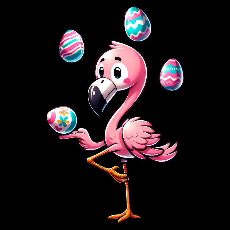 Flamingo Juggling Easter Eggs Easter Festival