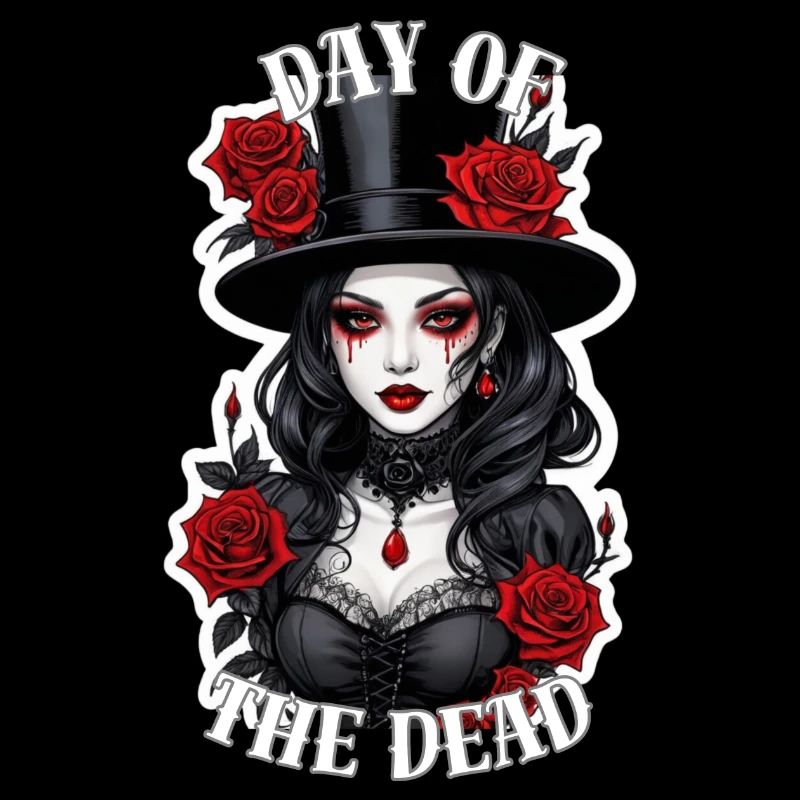 Gothic Lady mit roten Rosen