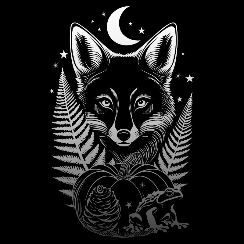 Mystical Fox with Pumpkin - Night in the Autumn Forest