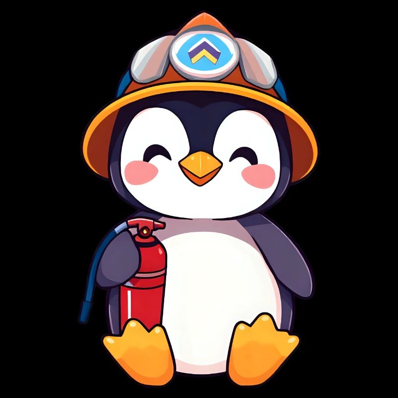 Vorbereiteter Pinguin-Brandschutz-Cartoon