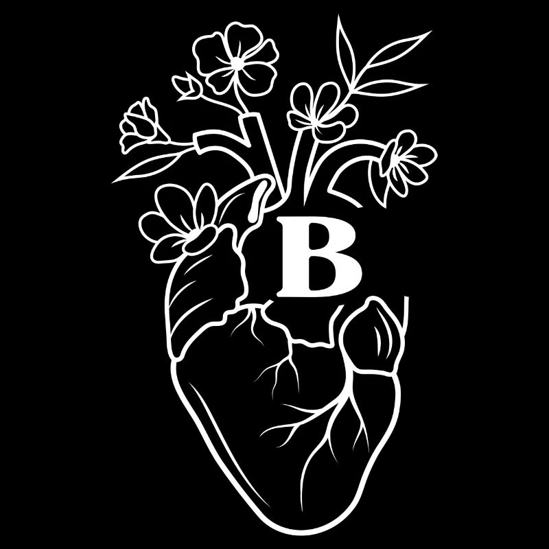Buchstabe b Herz weiße florale Anatomie