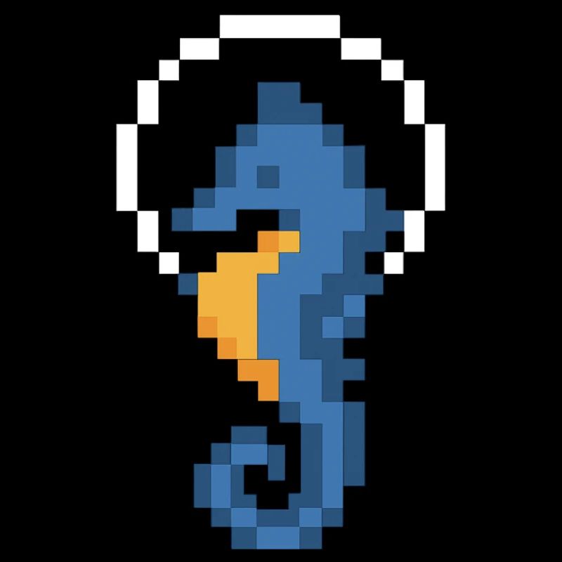 Seepferdchen Pixel Blau