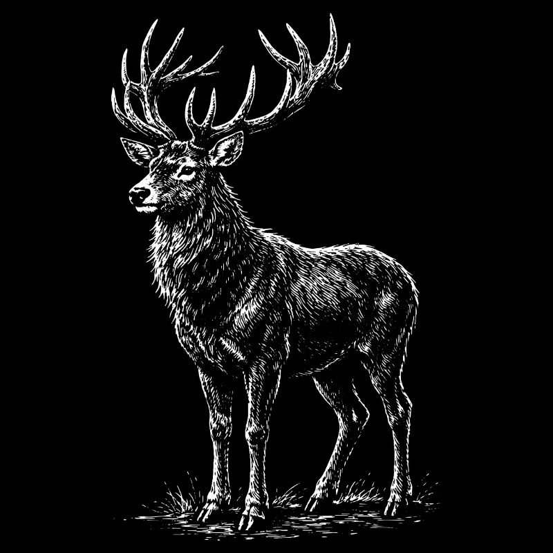 Weiße Hirsch-Silhouette mit Geweihen