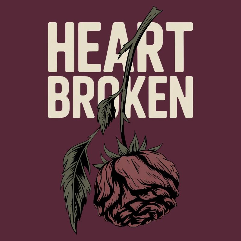 Broken Heart with Withered Rose
