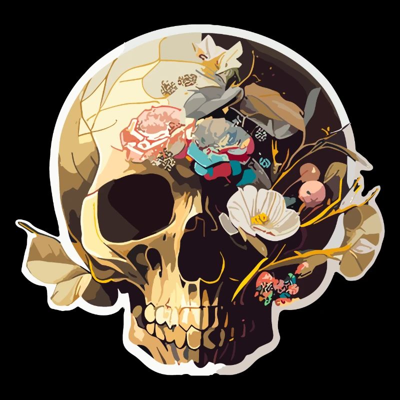 Human Skull & Flowers 19