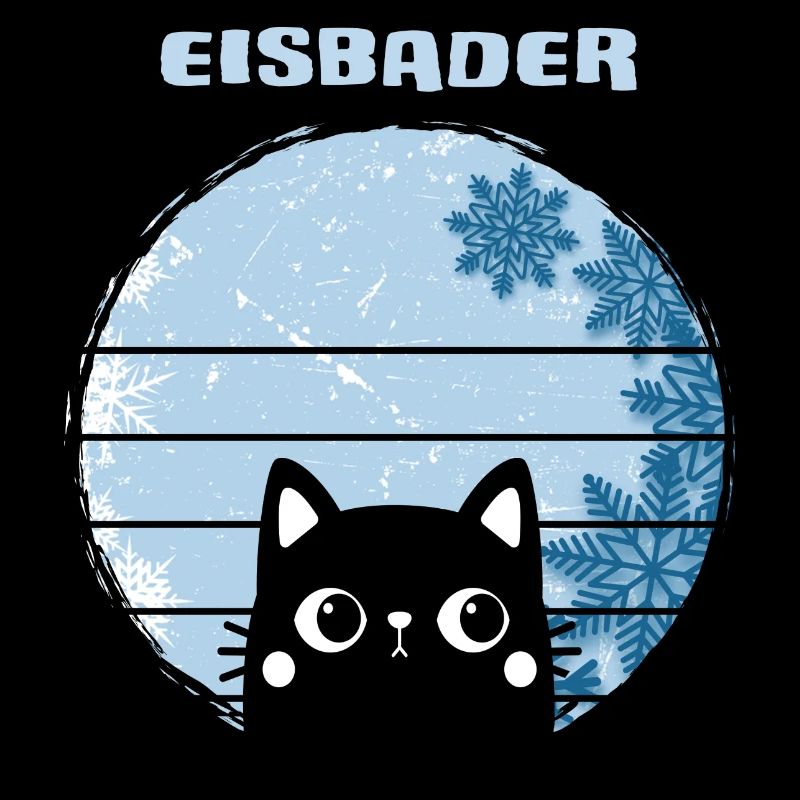 Ice bathers hardy Winter bath cat in ice bath