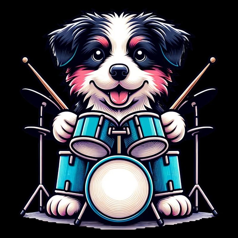 Cool Border Collie Drummer Puppy