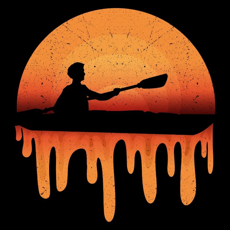 Paddleboard Kayak Retro Sunset Kayaker Lake