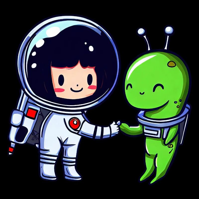 Salutation dans l’espace : poignée de main d’un extraterrestre et d’un astronaute