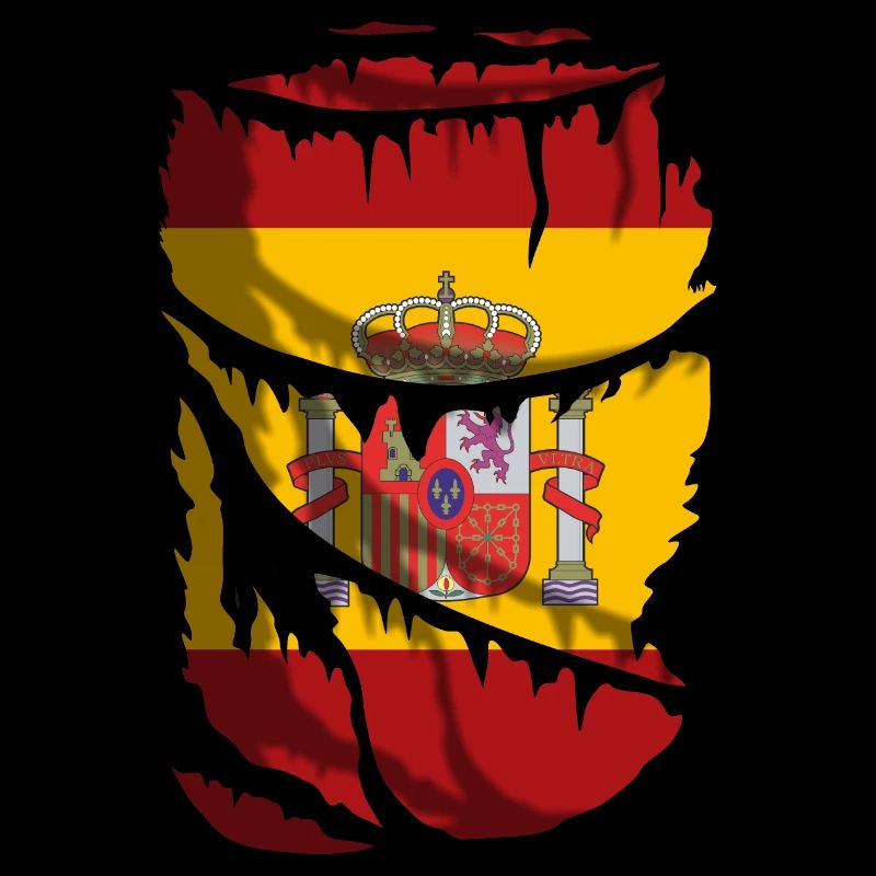 Flagge Spaniens mit dem Schild, zerbrochener Stoffeffekt