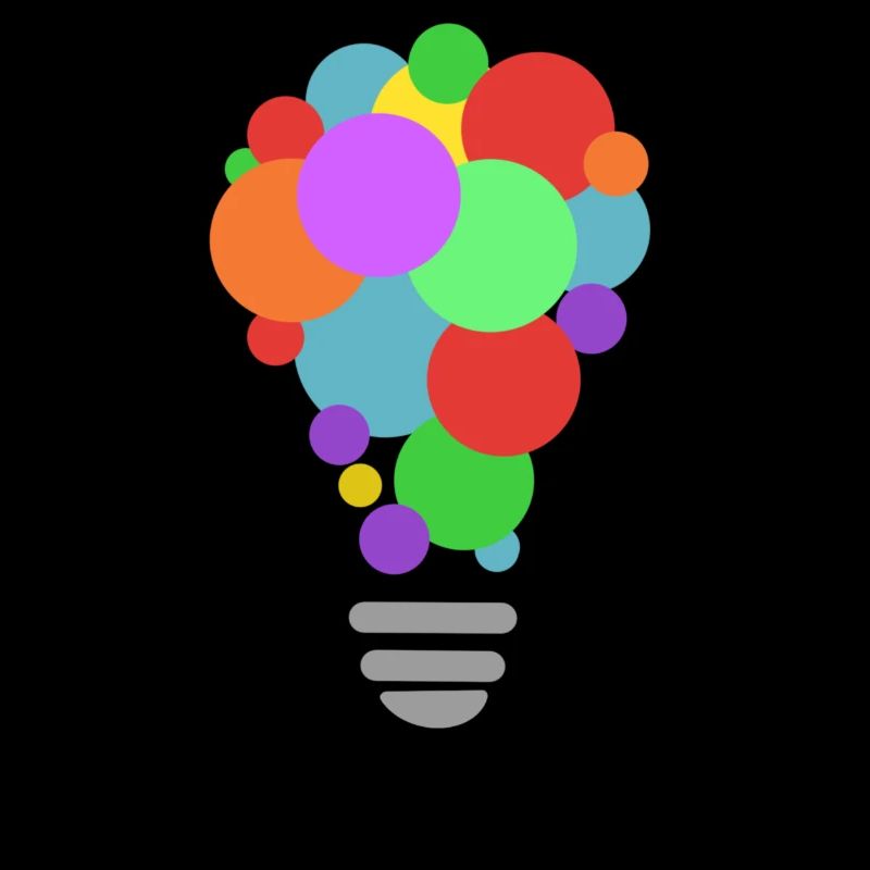 CREATIVITY lightbulb with black print