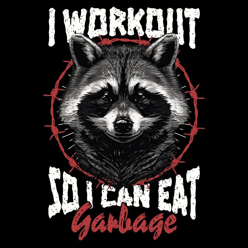 Ich trainiere, damit ich Müll essen kann, lustiger Waschbär