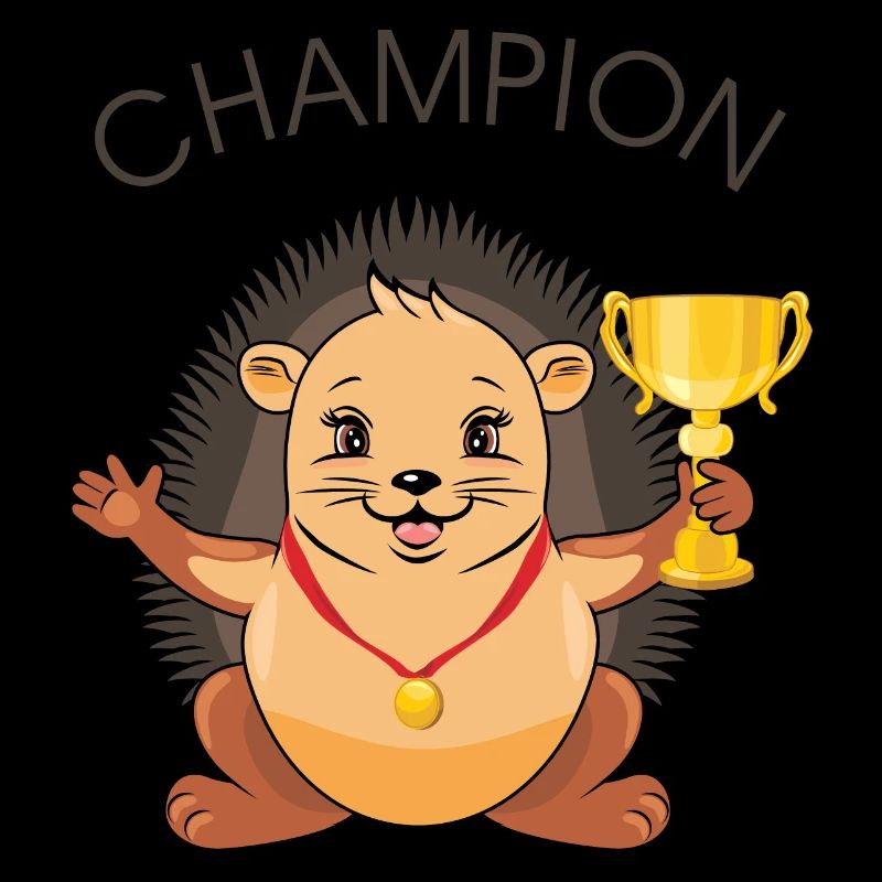 Netter Igel mit einer Medaille und einem Champion Kelbeschun