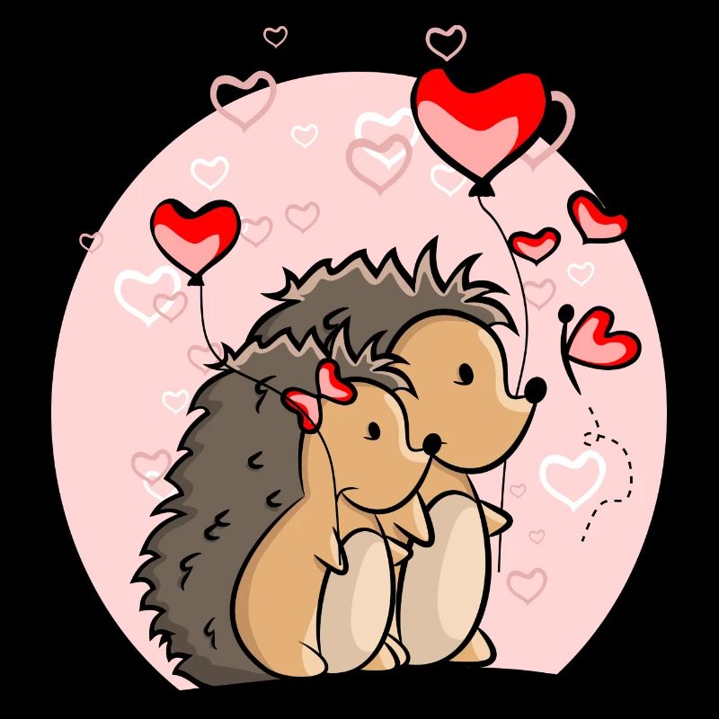 Igel Paar Liebe mit Herzen und Luftballons