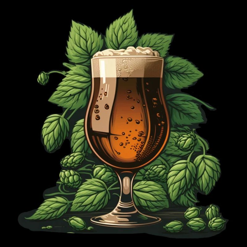Craft beer glass with hops - IPA