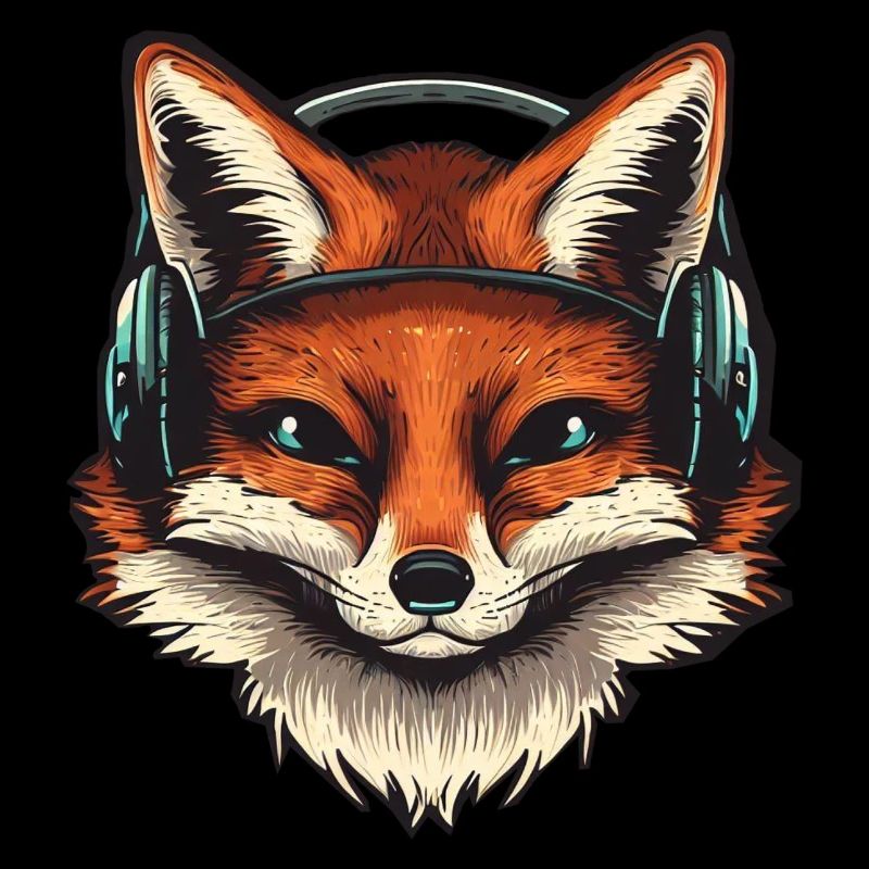 Fuchs mit Kopfhörern