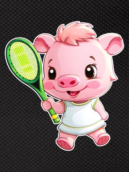 Tennis Playing Piglet Pig