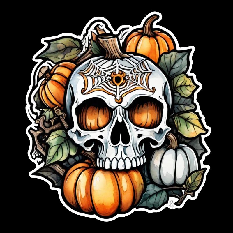 Halloween - Skeleton and Pumpkin