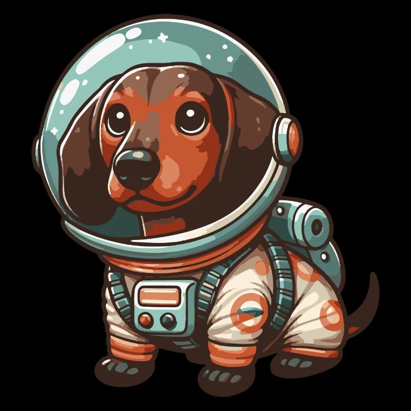 Cute dachshund in astronaut suit, outer space