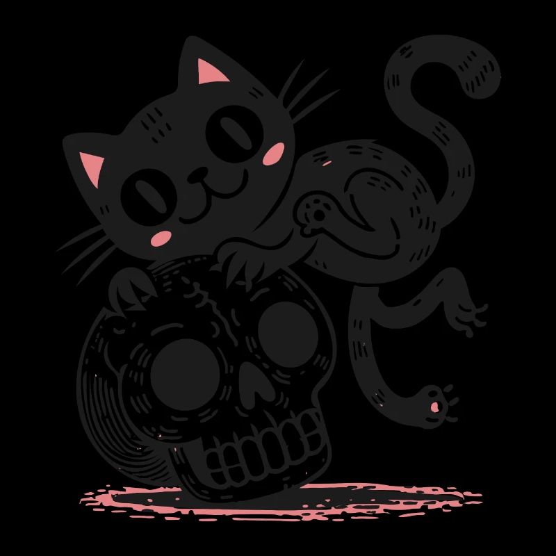 Chat noir et crâne