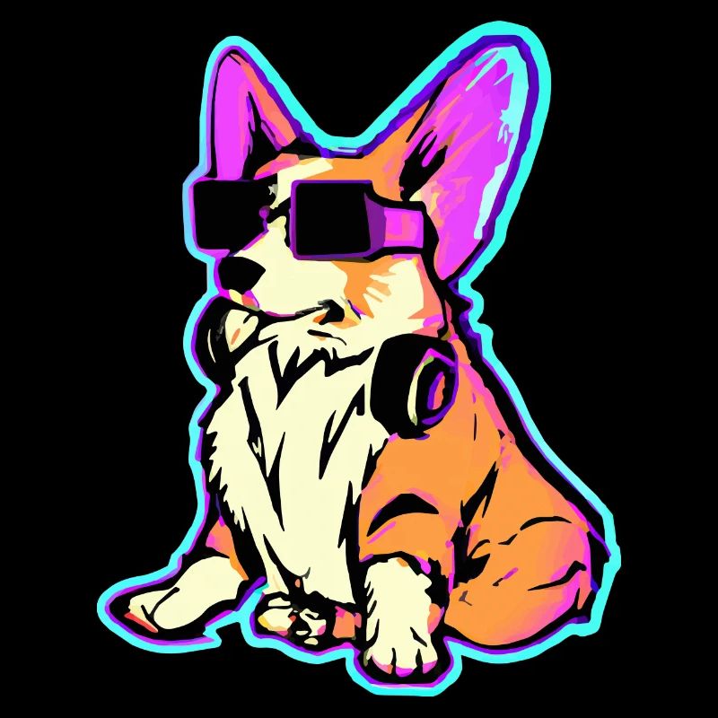 90s Corgi Synthwave Dog Cadeau Pop Art