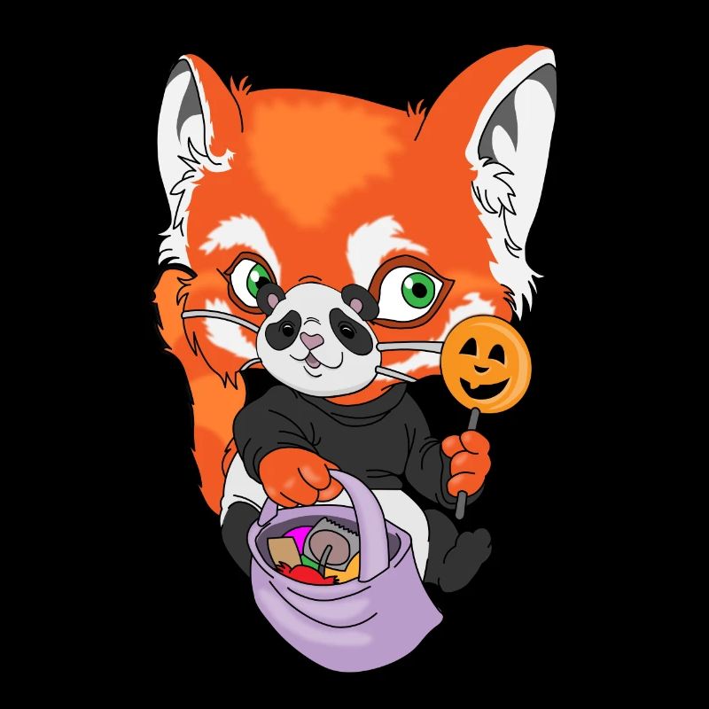 Halloween fox with panda mask and panda costume
