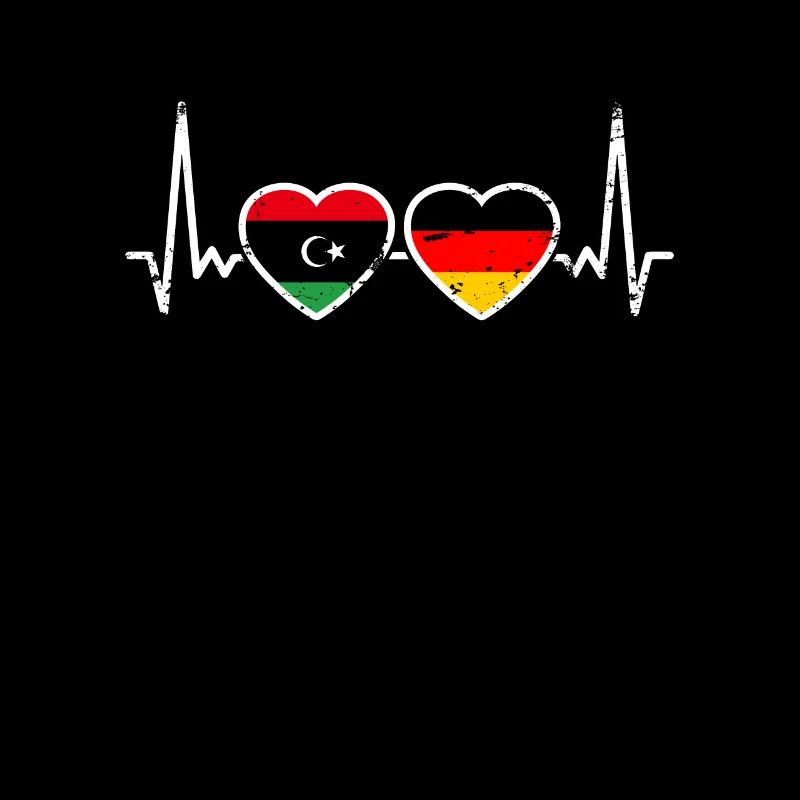 Libya Germany Vintage Heartbeat Flag