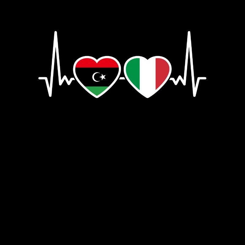 Libya Italy Heartbeat Flag Libyan