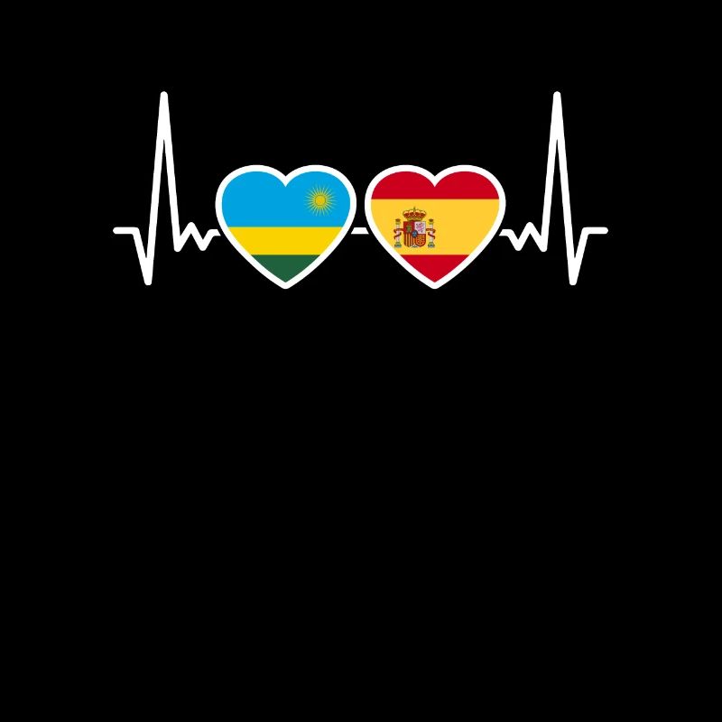 Ruanda Spanien Herzschlag Flagge Spanier Ruandese