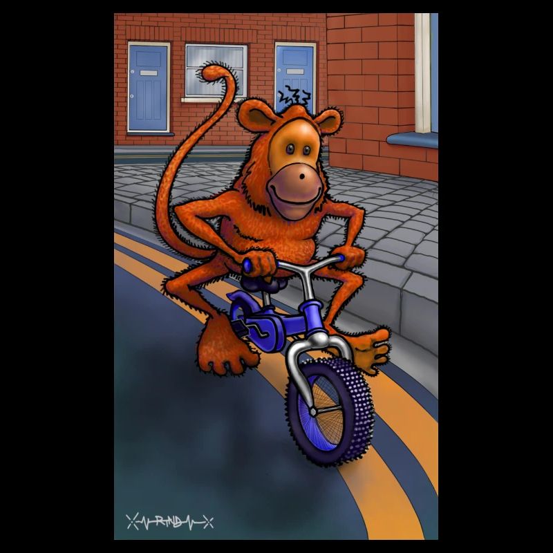 Monkey on a bicycle